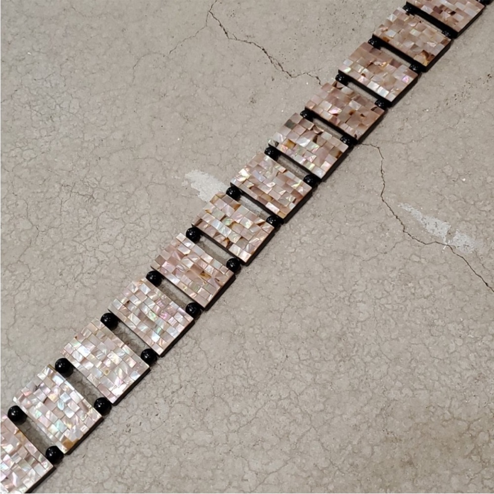 Vintage abalone shell belt xs- medium 34 total length - Picture 5 of 10